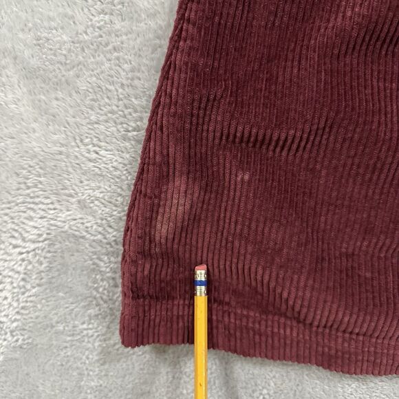 American Eagle Dress Women's Medium Corduroy Maroon Red Sleeveless Jumper Bib - Picture 4 of 11